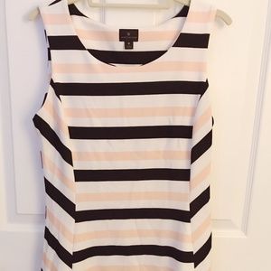 Worthington | Pink, Black, White Striped Dress